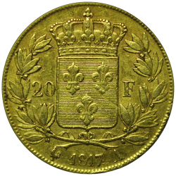 20 francs Louis XVIII or revers