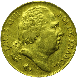20 francs Louis XVIII or avers